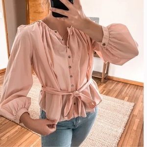 Rebecca Taylor | La Vie Pink Silk Button Down Blouse